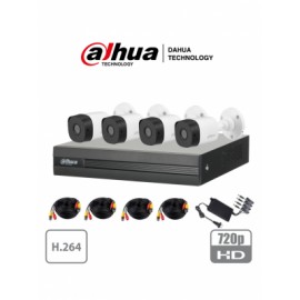 DAHUA COOPER XVR1A04KIT – Kit de 4 Canales de 1 Megapixel/ 4 Camaras B1A11 720p/ DVR de 4 Canales H.264 1080p Lite/ 1 Ch IP Adi