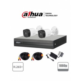 DAHUA COOPER XVR1B04KIT – Kit 4 canales 2 Megapixeles/ 2 Camaras B1A21 1080p/ DVR De 4 canales H.265+ 1080p Lite/ 1 Ch IP Adici