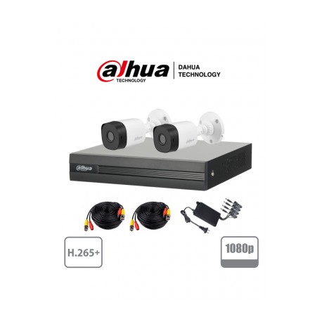 DAHUA COOPER XVR1B04KIT – Kit 4 canales 2 Megapixeles/ 2 Camaras B1A21 1080p/ DVR De 4 canales H.265+ 1080p Lite/ 1 Ch IP Adici