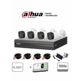 DAHUA COOPER XVR1B04KITHDD – Kit 4 canales 2 Megapixeles/ 4 Camaras B1A21 1080p/ DVR De 4 canales H.265+ 1080p Lite/ Disco duro