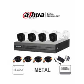 DAHUA COOPER XVR1B04KITII – Kit de 4 Canales de 2 Megapixeles/ 4 Camaras B2A21 Metalicas / DVR de 4 Canales H265+ 1080p Lite/ 1