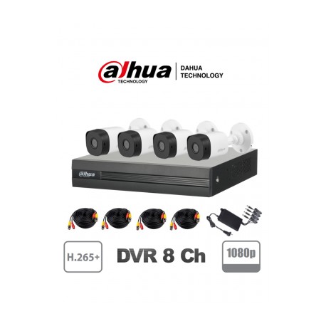 DAHUA COOPER XVR1B08KIT4C – Kit 8 canales 2 megapixeles / 4 Camaras B1A21  1080p / DVR De 8 canales  1080p  Lite / H.265+ / 2 C