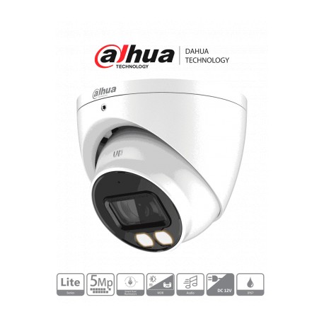 DAHUA DH-HAC-HDW1509T-IL-A – Cámara Domo de 5 Megapixeles/ Iluminadores Duales Inteligentes/ Lente de 2.8mm/ 111 Grados de Aper