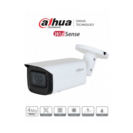 DAHUA DH-IPC-HFW3441T-ZS-S2- Cámara IP Bullet de 4 MP/ WizSense/ Lente Motorizado de 2.7 a 13.5mm/ IR de 60 Metros/ H.265+/ WDR