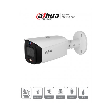 DAHUA DH-IPC-HFW3849T1-AS-PV – Cámara IP Bullet 4K de 8 MP con tecnología Acupick y WizSense, lente de 2.8mm. Iluminador dual c