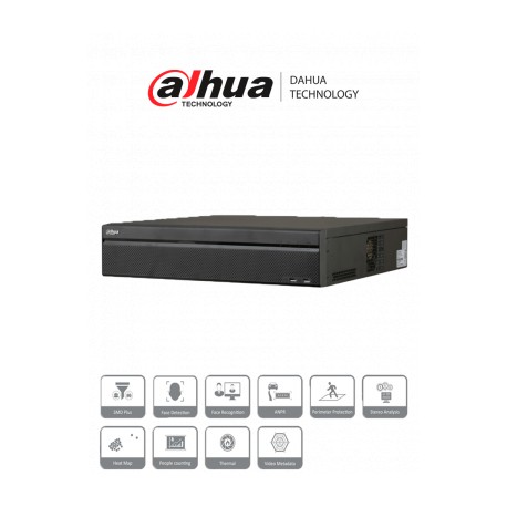 DAHUA DHI-NVR5832-16P-EI -NVR de 32 canales IP 4K con 16 puertos PoE y 8 puertos ePoE. Ofrece tecnología Acupick, detección y r