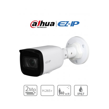 DAHUA EZIP IPC-B2B20-ZS – Camara IP Bullet de 2 MP/ Lente Motorizado 2.8 a 12 mm/ H.265+/ IR 40 Mts/ IP67/ PoE/ Ranura MICRO SD