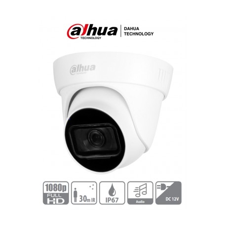 DAHUA HAC-HDW1200TL-A – Camara Domo 1080p/ Lente e 2.8mm/ Angulo de 103 Grados/ IR de 30 Mts/ Microfono Integrado/ IP67/ DWDR/ 