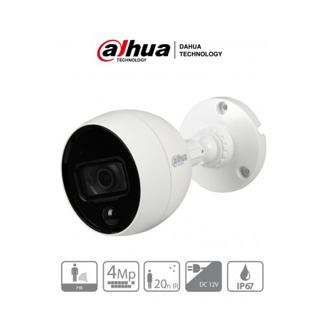 DAHUA HAC-ME1400B-PIR – Cámara Bullet IoT de 4 Megapixeles/ Lente 2.8 mm con 107.2 Grados de Apertura/ IR de 20 Mts/ PIR Integr