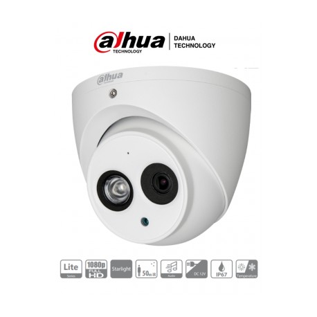 DAHUA HDW1230EM-A-28- Camara Domo Starlight 1080p/ 0.005 Lux color/ Microfono Integrado/ Soporta TVI/AHD/CVBS / Lente 2.8 mm/ 1