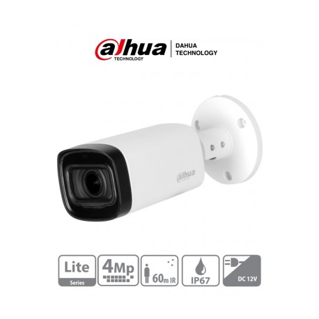 DAHUA HFW1400R-Z-IRE6 – Camara Bullet de 4 Megapixeles/ Lente Motorizado de 2.7 a 12/ IR de 60 Mts/ IP67/ Metalica/ DWDR/