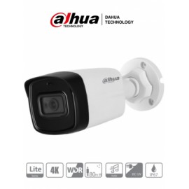DAHUA HFW1801TL-A – Camara Bullet 4K con Microfono Integrado/ Lente de 2.8 mm/ IR de 80 Mts/ WDR Real/ Soporta CVI/TVI/AHD/CVBS