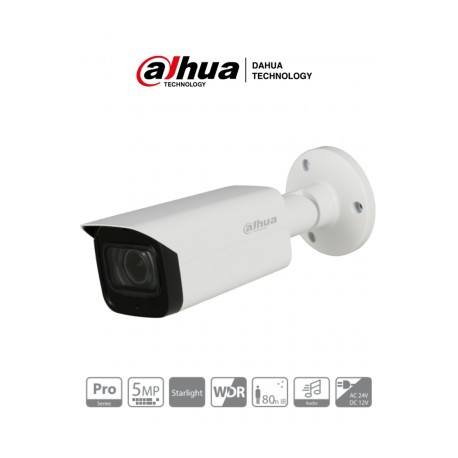 DAHUA HFW2501TZADP – Cámara Bullet de 5 Megapixeles Starlight/ Lente Motorizado de 2.7 a 13.5mm/ Serie Pro/ 0.005 Lux/ WDR 120 