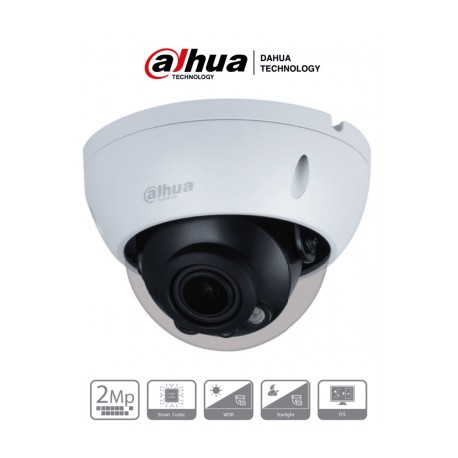 DAHUA IPC-HDBW2231R-ZS – Cámara IP Domo Antivandálica de 2 Megapíxeles/ Lente Motorizado de 2.7-13.5 mm/ H.265+/ IR de 40 Mts/ 