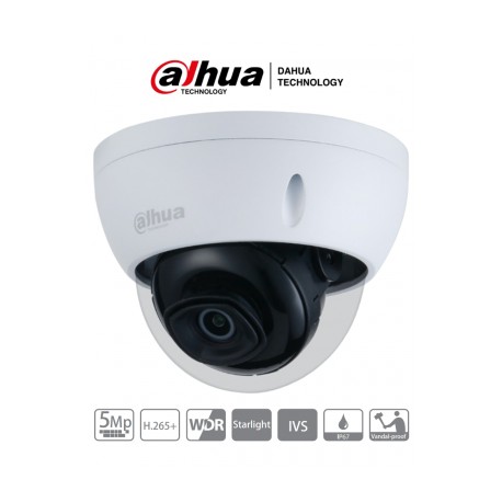 DAHUA IPC-HDBW2531E-S-S2 – Camara IP Domo de 5 Megapixeles Antivandalica/ Lente de 2.8mm/ H.265/ WDR Real 120dB/ IR 30 Mts/ Ran