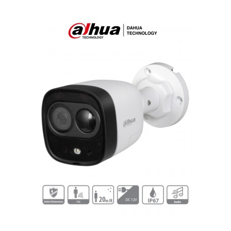 DAHUA ME1200D – Camara Bullet con Disuasion Activa 1080p/ 2 Megapixeles/ Lente 2.8 mm/ IR de 20 Mts/ PIR 10 Mts/ Microfono Inte
