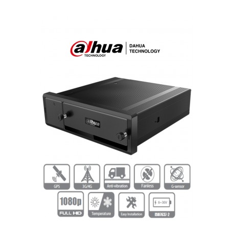 DAHUA MXVR4104-GFW – DVR Movil de 4 Canales HDCVI 1080p+4 Canales IP/ H.265/ GPS/ 4G/ WiFi/ Soporta 1 HDD 2.5 Pulgadas hasta 2T