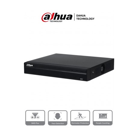 DAHUA NVR4108HS-8P-4KS2/L – NVR de 8 Megapixeles/ 4k/ 8 Canales IP/ 8 Puertos PoE/ Rendimiento de 160 Mbps/ H.265+/ 1 Bahía par