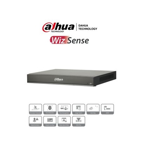 DAHUA NVR4208-8P-I – NVR de 8 Canales 4k WizSense/ Rendimiento de 200 Mbps/ 2 Canales de Reconocimiento Facial/ 4 Canales de Pr