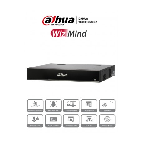 DAHUA NVR5432-16P-I – NVR de 32 canales IP/ WizMind/ H.265+/ 320 Mbps de Rendimiento/ 4 Bahias de Disco Duro/ 16 Puertos Poe/ 4