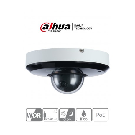 DAHUA SD1A203T-GN – Cámara IP Domo PTZResolución de 2 MP/ Lente Mot. 2.7 a 8.1mm/ ? 105.6°-35.2°/ 3x de Zoom/ IR 15 mts/ Starli