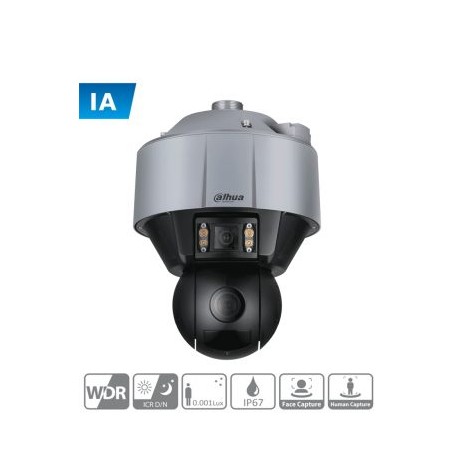 DAHUA SDT5X405-4F-WA – Cámara PTZ Dual de 4 Megapixeles con Inteligencia Artificial/ Lente panorámico de 6mm/ Lente para Detall