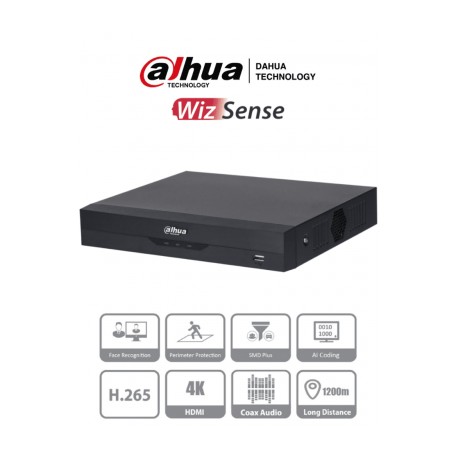 DAHUA XVR5116HS-I2 – DVR de 16 Canales 5 Megapixeles Lite/ Diseño Mini/ WizSense/ H265+/ 8 Canales IP Adicionales (24 Canales T