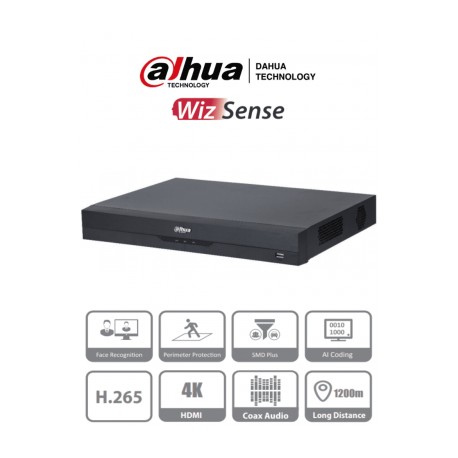 DAHUA XVR5208AN-4KL-I2 – DVR 8 Canales 4k/ 5 Megapixeles/ WizSense/ H.265+/ 2 Bahías para Discos Duros/ 8 Canales IP Adicionale
