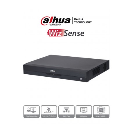 DAHUA XVR5216A-I3 – DVR 16 Canales 5 Megapixeles Lite/ WizSense/ IA/ H.265+/ 2 Bahías de Disco Duro/ 16&3 E&S de Alarma/ 4 Entr