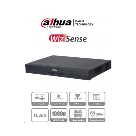 DAHUA XVR5216AN-4KL-I2 – DVR de 16 Canales 4k/ WizSense/ H.265+/ 16 Canales HDCVI+16 IP/ Hasta 32 Ch IP/ 2 Ch de Reconocimiento