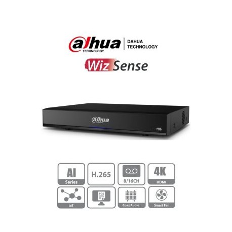 DAHUA XVR7116HE-4KL-I – DVR de 16 Canales 4k con Inteligencia Artificial/ H.265+/ 2 Canales de Reconocimiento Facial/ Protecció