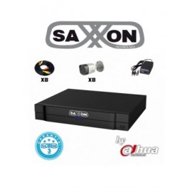 SAXXON PRO SAX7208HS3KIT – KIT DE 8CH TRIHIBRIDO/ HDCVI / ANALOGO/ IP/ P2P/ 8 CAMARAS 720P/ IR 15M/ IP66/ CABLE Y FUEN// 2 CANA