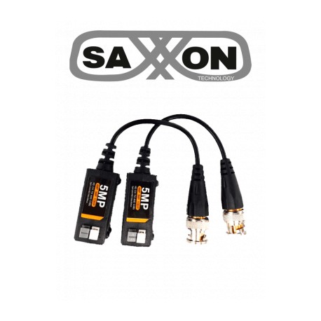 SAXXON SXCF500 – Par de Transceptores Pasivos 4K / Botones Push / 5MP hasta 200 Metros / 1080P hasta 250 Metros / Soporta HDCVI