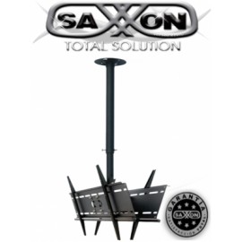 SAXXON SXVMCP042 – Soporte para monitor de techo dual / 2 Monitores 37 – 70 PLG / Ajustable altura e inclinacion / Acero / VESA