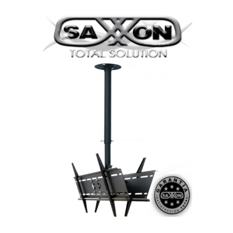 SAXXON SXVMCP042 – Soporte para monitor de techo dual / 2 Monitores 37 – 70 PLG / Ajustable altura e inclinacion / Acero / VESA