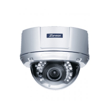 SURVEON IDVFE202 – Camara IP Domo de 2 Megapixeles/ Varifocal de 3.3 a 12mm/ H.264/ Ranura para MicroSD/ PoE/ IR de 30 Metros/ 