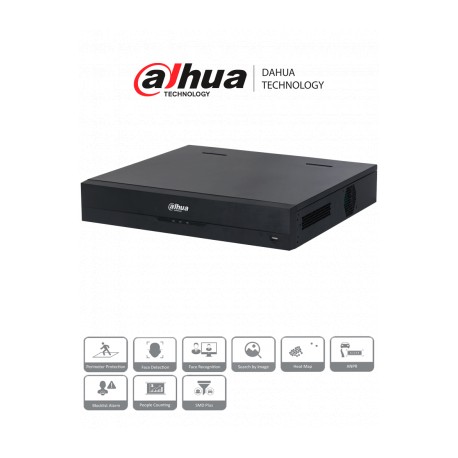 DAHUA DHI-NVR5416-16P-EI – NVR de 16 canales IP 4K con tecnología Acupick y WizSense, 16 puertos PoE, 8 ePoE, y 4 bahías para d