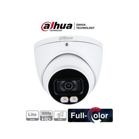 DAHUA HAC-HDW1239T-A-LED – Camara Domo Full Color de 2 Megapixeles/ 1080p/ Lente de 3.6 mm/ Microfono Integrado/ Metalica/ Leds
