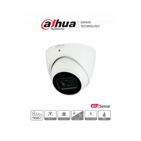 DAHUA IPC-HDW3841EMN-AS-0280B – Cámara IP Domo 4K Resolución de 8 MP/ Lente 2.8 mm/ ? 108°/ IR 30 mts/ IA WizSense/ Detección d