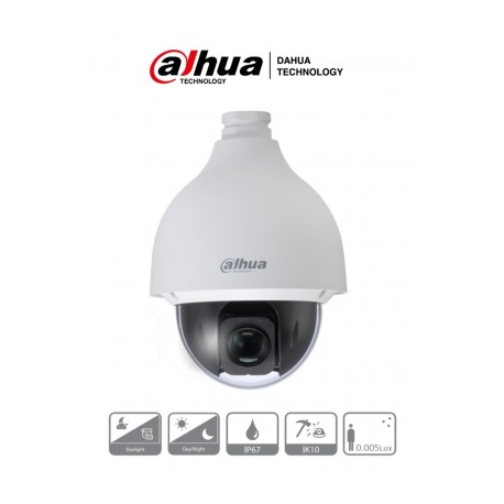 DAHUA SD50225-HC-LA – Camara PTZ Antivandálica de 2 Megapixeles/ 25x de Zoom Optico/ WDR Real de 120 dB/ Starlight/ IP66/ IK10/