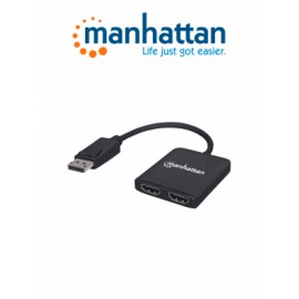 MANHATTAN 152716 Hub MST – de DisplayPort a 2 puertos HDMI DisplayPort macho a 2 HDMI hembras, soporta modos de Espejo, Escrito