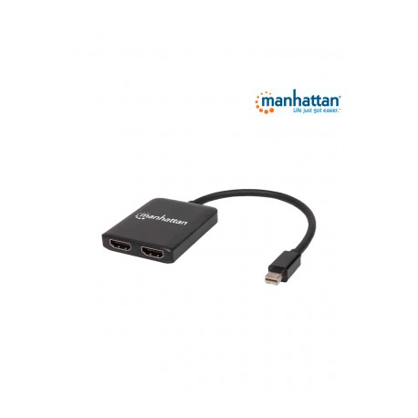 MANHATTAN 152723 – Convertidor / Splitter de Mini DisplayPort a 2 Puertos HDMI/ Resolución 4K@30Hz/ Soporta Modos de Espejo, Es