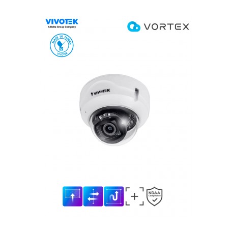 VIVOTEK FD839-EHTV – Cámara IP VORTEX Essential Series domo exterior 5 MP, lente varifocal 2.8-10mm, micrófono integrado, IR 30
