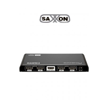 SAXXON LKV314HDR-V3.0 – Divisor HDMI 4K con 1 entrada y 4 salidas, resolución 4K x 2K Ultra HD y 1080P Full HD, soporta HDR, sa