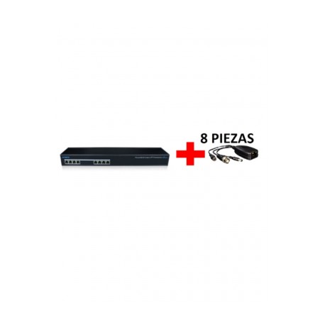 UTEPO UTP108PVHD2 – Kit de transceptores de video y energía para 8 canales, receptor 1080p hasta 200m, incluye 8 transceptores 