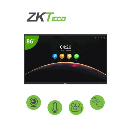 ZKTECO IWB86B – Pantalla Digital Interactiva / 86 pulgadas / 4K UHD / Android / Bisel Delgado / Cámara Integrada 13 megapíxeles