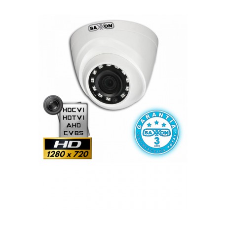 SAXXON PRO DF2810T- CAMARA DOMO HDCVI 720P/ TVI /AHD /CVBS/LENTE 2.8MM/0.05 LUX COLOR/DWDR/SMART IR 20 M/MENU OSD /
